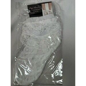 Leg Avenues White Mesh Lace Ruffle Anklet Socks Stockings Short Ankle Sexy Women